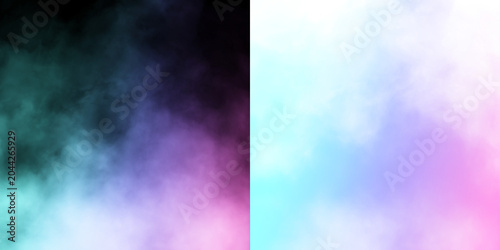 Billede på lærred Dark Smoke Overlay Element With Colorful Mist Effect On Transparent Background,