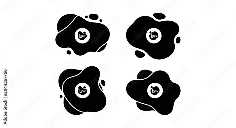 Fototapeta premium Abstract Organic Shapes with Heart Icon, Black and White Design