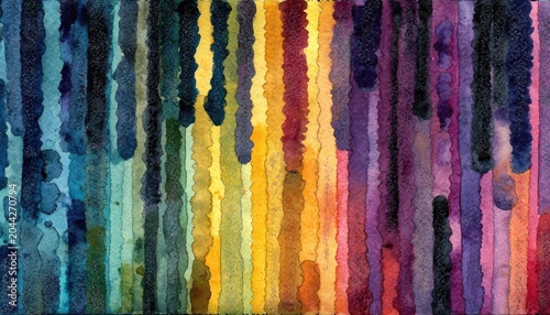 Watercolor drips cascade in a vibrant, abstract rainbow gradient