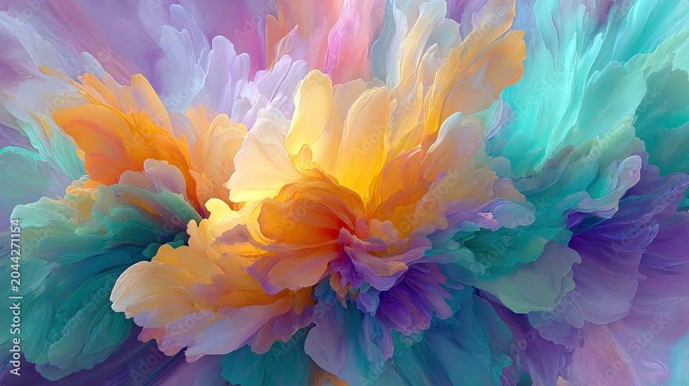 Obraz premium Explosive swirls of vibrant, ethereal colors burst outwards