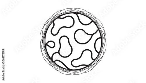 Abstract Organic Shape Sphere with Scribble Border