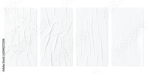 Fotografie Set of four blank white crumpled paper posters with realistic folds and creases