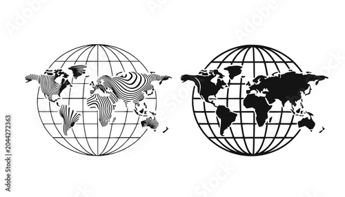 Abstract World Map Globe Graphics - Global Connection and Digital Art