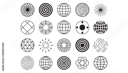 Abstract Geometric Circles and Globes - Modern Design Elements