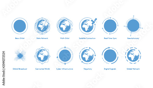 Global Network and Data Connection Icons Set