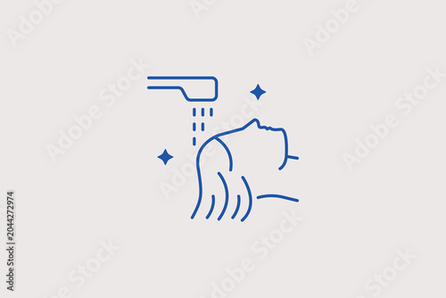 Foto Washing hair under faucet line icon for hair salon for backwash station bookings