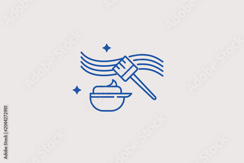 Photos Hair dye bowl and brush line icon for hairdressing for salon colorist booking systems