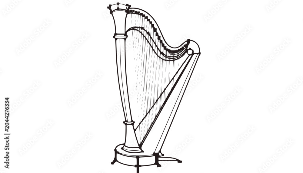 Obraz premium Classic Harp Illustration