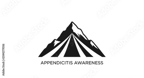 Black and White Mountain Logo for Appendicitis Awareness.