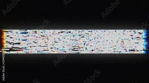 Abstract digital glitch strip with colorful noise on black background