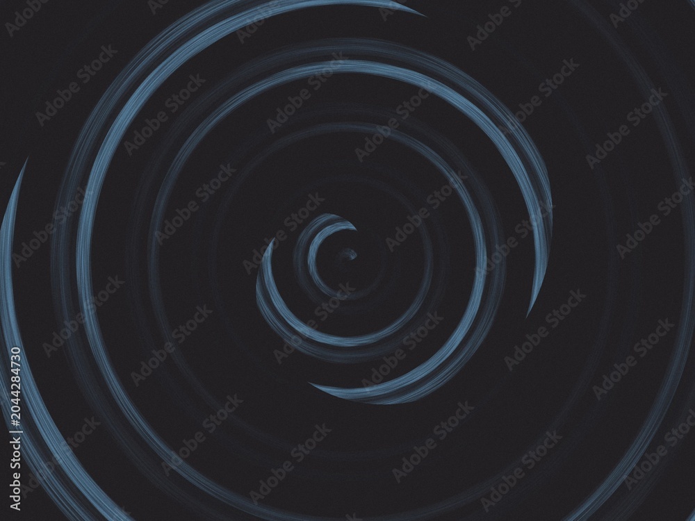 Fototapeta premium Dark swirls spiral inward with cool blue tones. Ripples glow softly against a deep, shadowy backdrop. The motion evokes calm, mystery, or deep focus