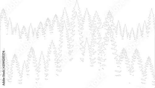 Quadro em tela A serene forest landscape with tall evergreen trees and rocky terrain