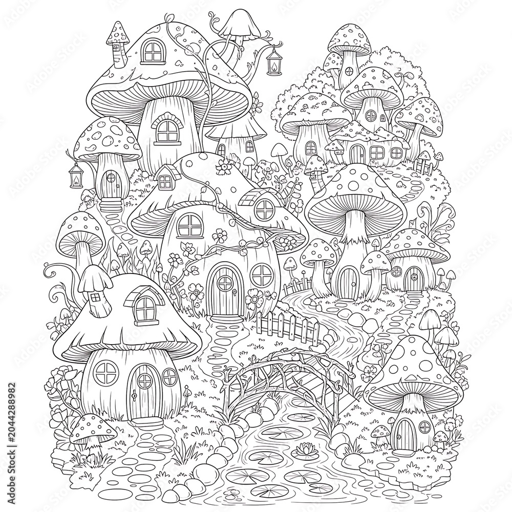 Obraz premium Intricate black and white architectural line drawing of a castle.