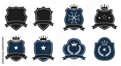 Εκτύπωση καμβά Collection of shield crests and logos.