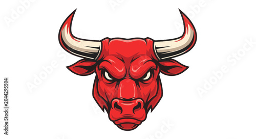 Fotografija Red Bull Head Cartoon Illustration.