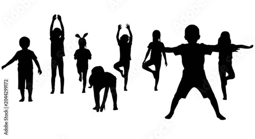 Quadro su tela Black silhouettes of people doing yoga