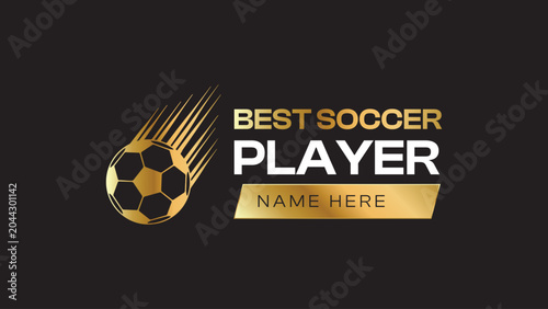 Obraz na plátně Best Soccer Football Player, Golden Soccer Player Award Isolated on Black Backgr