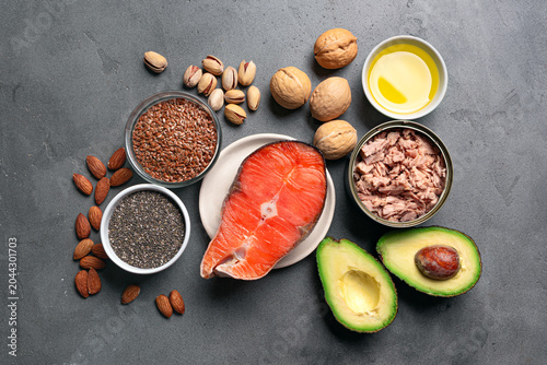 Cuadro en lienzo Selection food sources of omega 3 and healthy fats