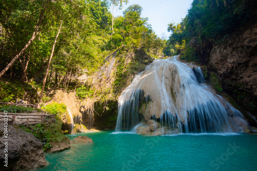 Beautiful Tropical Waterfall in Thailand Rainforest