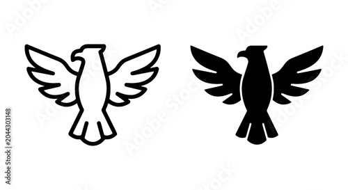 Obraz na płótnie Eagle icon set, majestic bird symbol, black and white vector graphics, freedom a