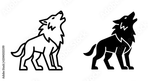 Photos Howling Wolf Vector Icons, Wild Animal Silhouette, Nature Spirit Symbol, Black a