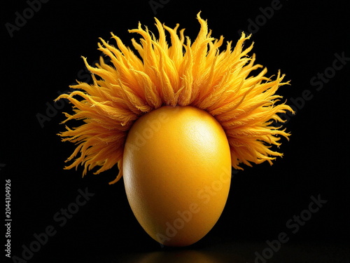 Golden kiwi fruit with spiky vibrant yellow flesh isolated on black background