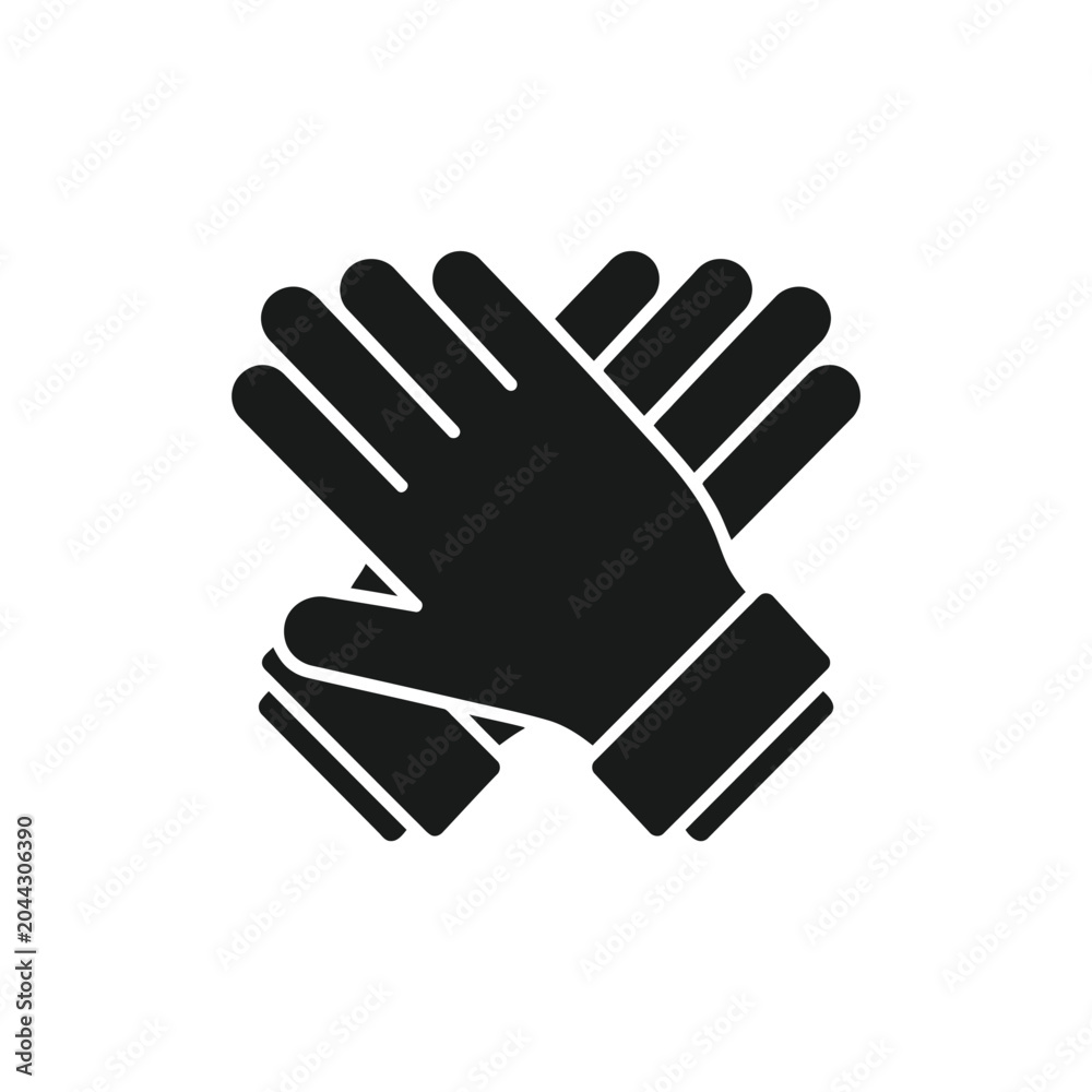 Obraz premium Vector icon of crossed gloves, symbol of safety and protection