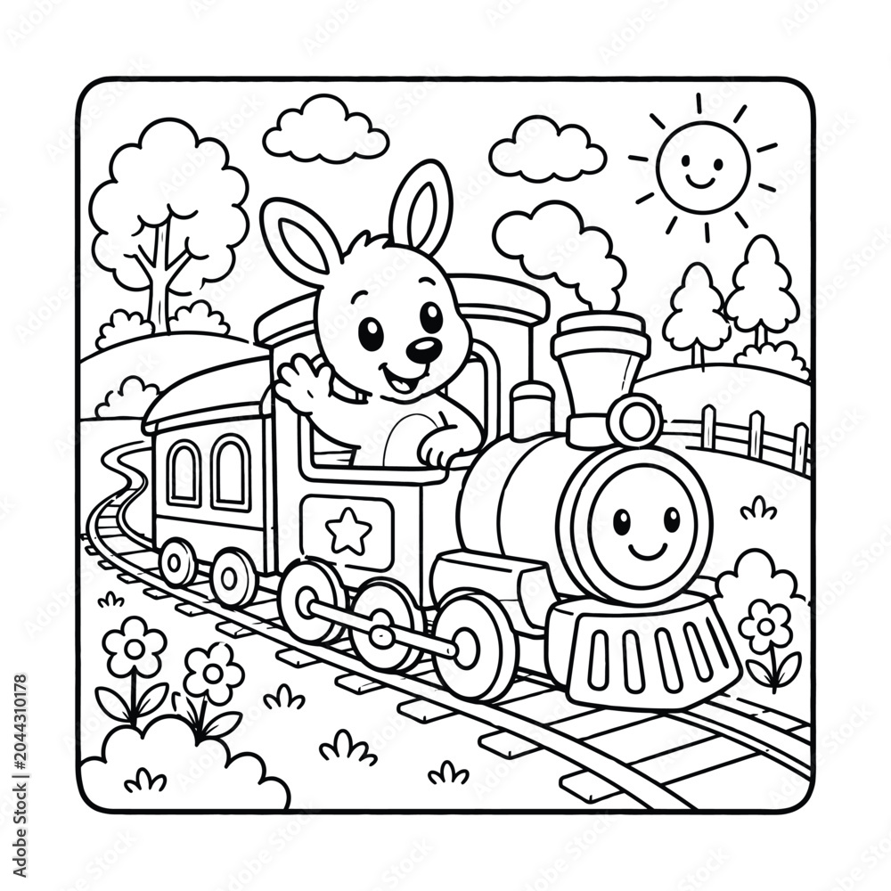 Fototapeta premium Bold and Easy Kangaroo Animal Coloring Page - Hand Drawn Cozy Moment Cute Kawaii Australian Wildlife Minimalist Line Art Vector Illustration for Adults and Kids Relaxing Activity Book Asset