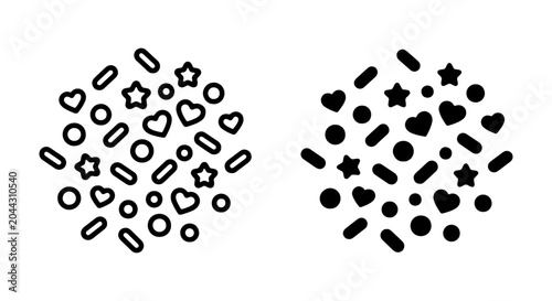 Fotografía Cute Sprinkle Icons, Heart Star Circle Shapes, Sweet Food Decoration Elements, V