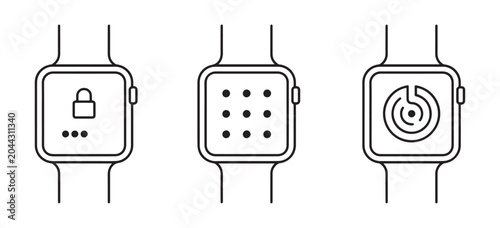 Photos Smart watch icons set, digital watch vector outline collection, line style smartwatch symbols