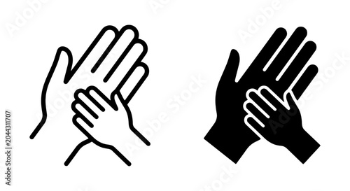 Tableau sur toile Parent and Child Hands Icon, Family Love Symbol, Care and Support Vector