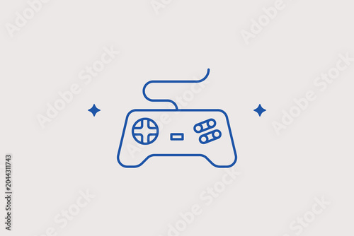 Fotografie Wired gaming console gamepad line icon for kids entertainment for video game retail
