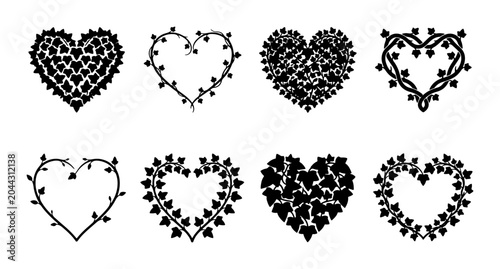 Canvas Print Elegant Heart Vector Collection, Romantic Floral Frames, Decorative Love Emblems