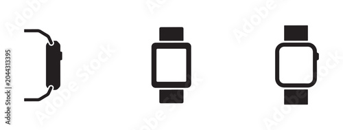 Bild auf Leinwand Collection of simple flat smart watch silhouettes including side and front orientations for mobile application design