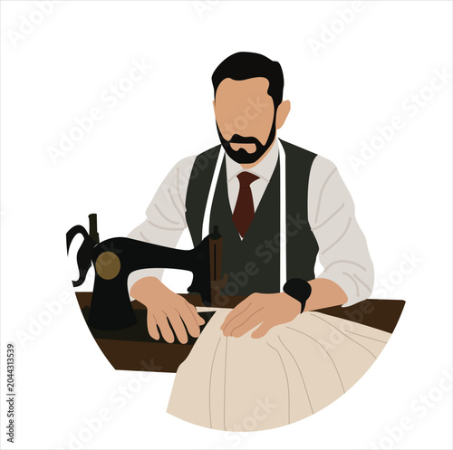 man sewing and sewing machine
