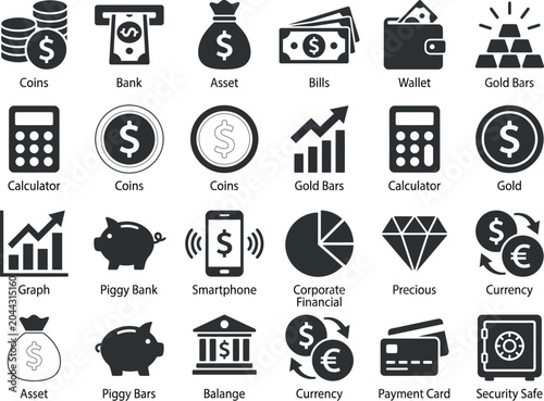Quadro su tela Finance icons
