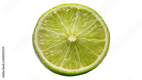 Foto Fresh lime slice with vibrant green pulp and white pith