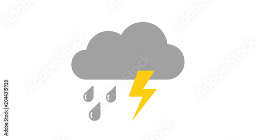 Weather Cloud with Lightning Bolt Storm.