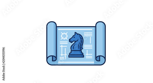 Blue Knight Chess Piece Icon.