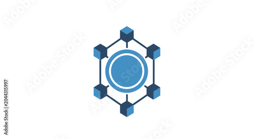 Blue molecular structure graphic design element.
