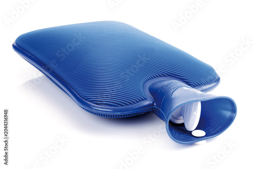 Blue hot-water bottle, close-up