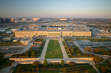 USA, Virginia, Arlington, Aerial photograph of the eastern entrance of the Pentagon