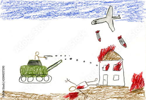 Children's drawing of war