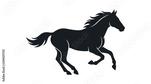Tableau sur toile Silhouette of a galloping horse, black horse running, vector illustration, isola