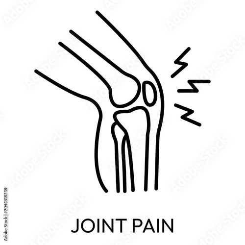 Foto Joint pain line icon representing hantavirus muscle aches and myalgia