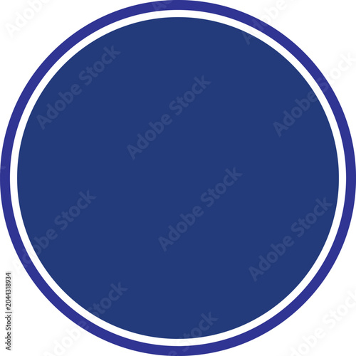 Navy blue circle with white outline isolated on transparent background graphic element for design projects and digital applications
