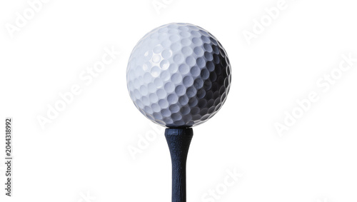 White golf ball on dark tee