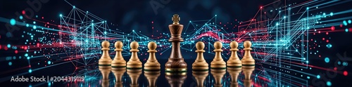 Strategic chess match virtual arena digital art futuristic environment close-up perspective engaging concept of competition and strategy
