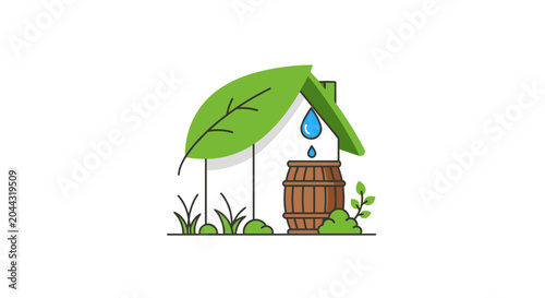 Eco friendly well with green leaf.