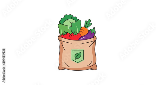 Fresh produce in a reusable bag.